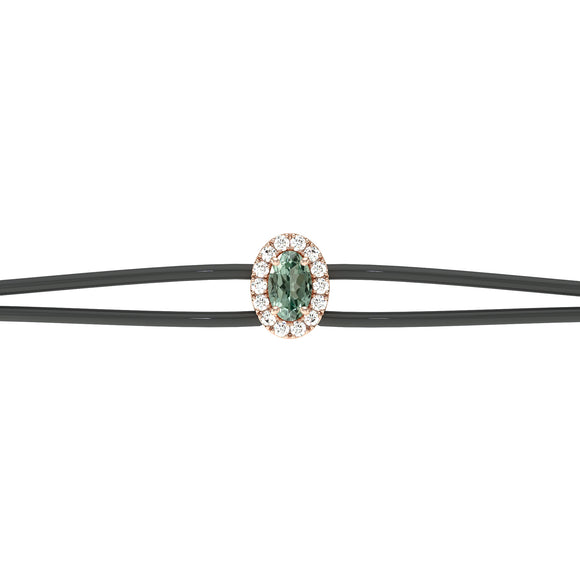 Bracelet cordon saphir vert entourage diamant Coup de Foudre - 1