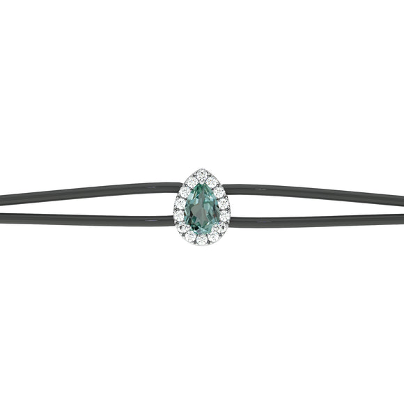 Bracelet cordon saphir vert entourage diamant Coup de Foudre - 2