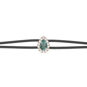 Bracelet cordon saphir vert entourage diamant Coup de Foudre - 2