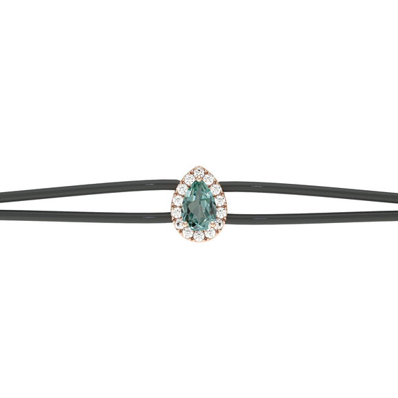 Bracelet cordon saphir vert entourage diamant Coup de Foudre - 2