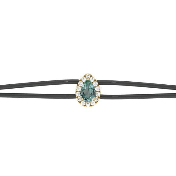 Bracelet cordon saphir vert entourage diamant Coup de Foudre - 2