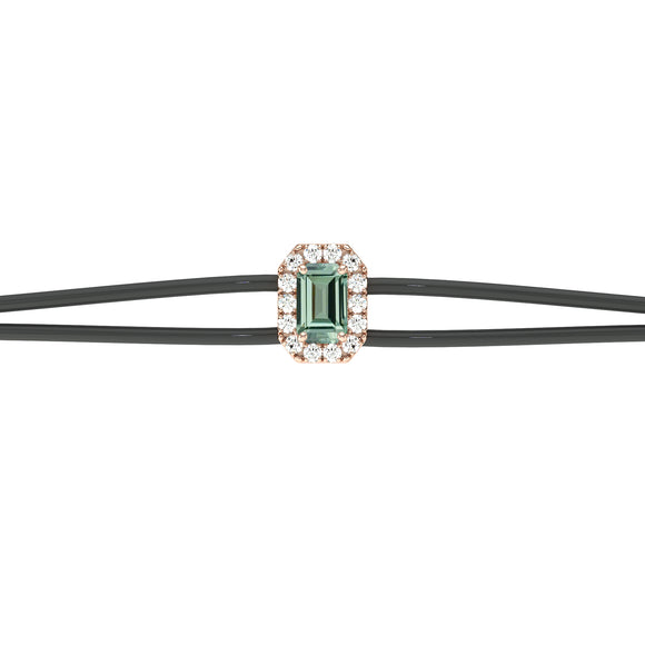 Bracelet cordon saphir vert entourage diamant Coup de Foudre - 3