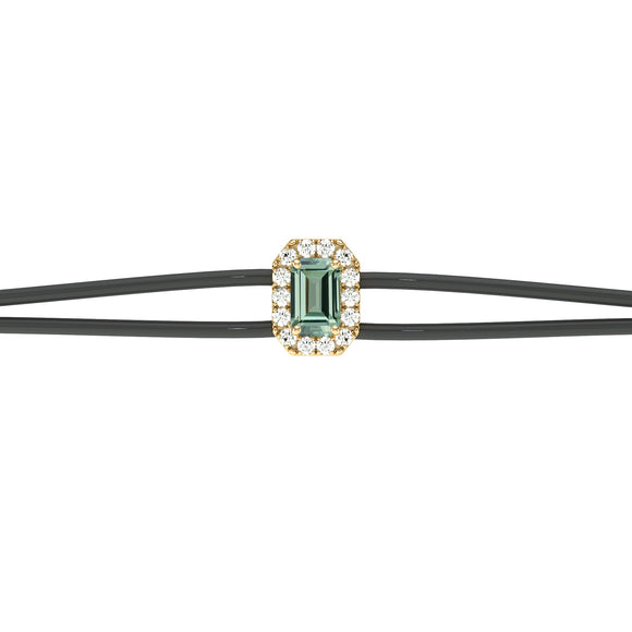 Bracelet cordon saphir vert entourage diamant Coup de Foudre - 3