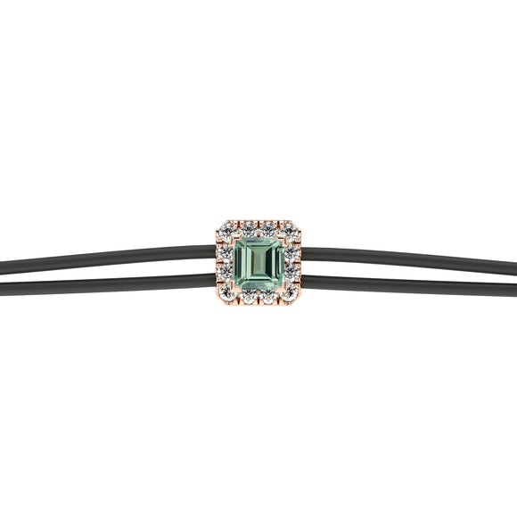 Bracelet cordon saphir vert entourage diamant Coup de Foudre - 4