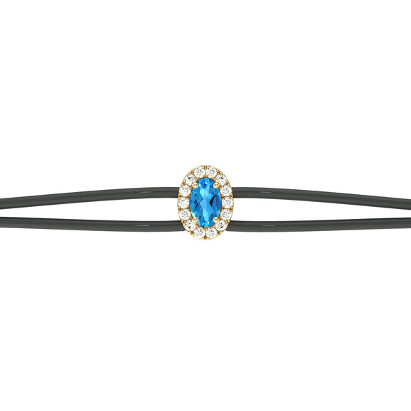 Bracelet cordon topaze entourage diamant Coup de Foudre - 1