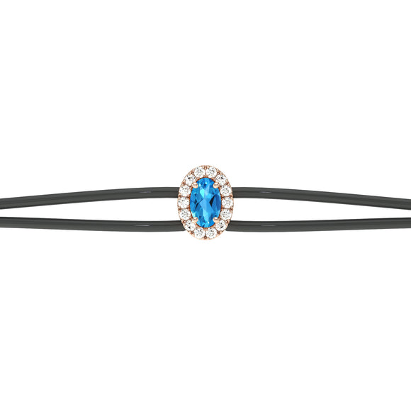 Bracelet cordon topaze entourage diamant Coup de Foudre - 1