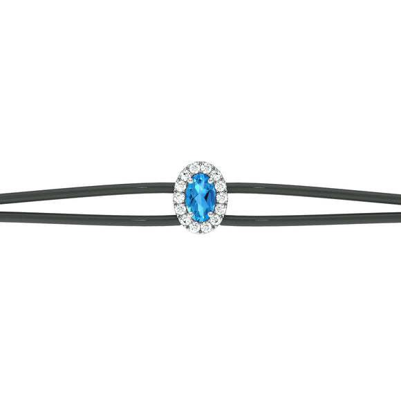 Bracelet cordon topaze entourage diamant Coup de Foudre - 1