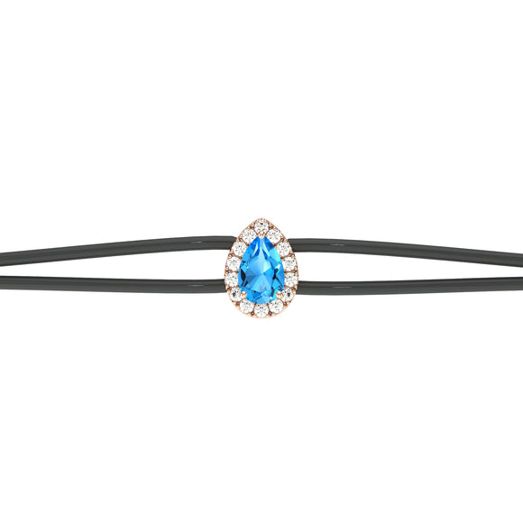 Bracelet cordon topaze entourage diamant Coup de Foudre - 2