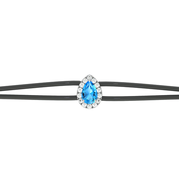 Bracelet cordon topaze entourage diamant Coup de Foudre - 2