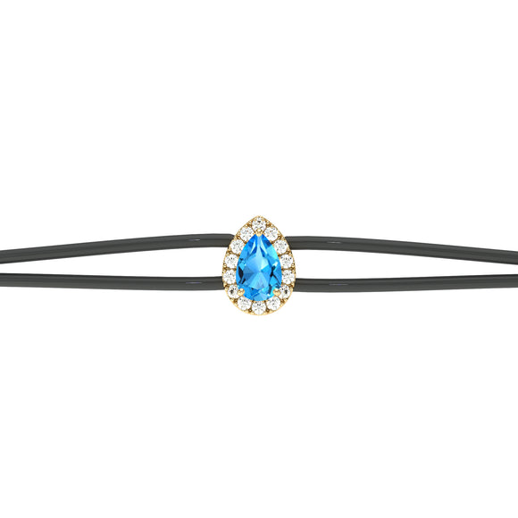 Bracelet cordon topaze entourage diamant Coup de Foudre - 2