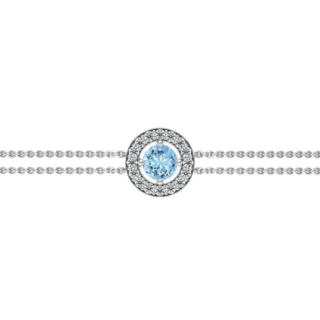 Bracelet entourage aigue-marine et diamant Promets Moi - 1