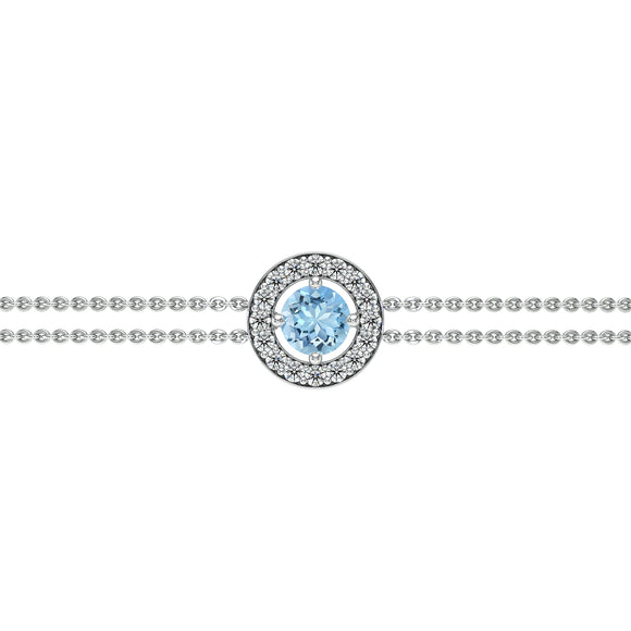 Bracelet entourage aigue-marine et diamant Promets Moi - 1