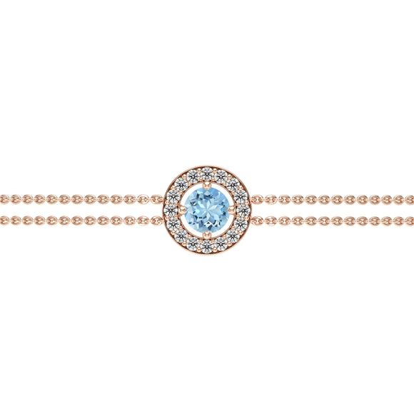 Bracelet entourage aigue-marine et diamant Promets Moi - 1