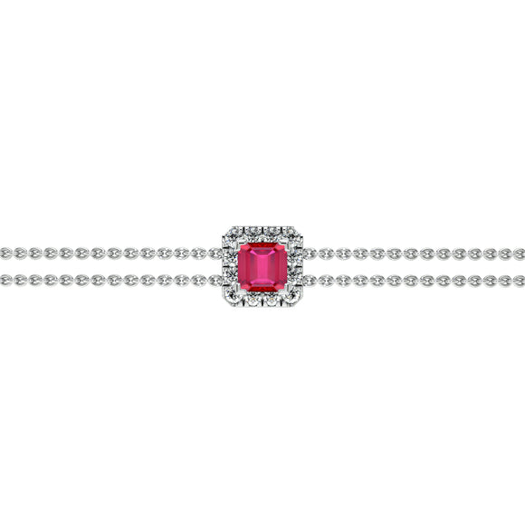 Bracelet rubis entourage diamant Coup de Foudre - 3