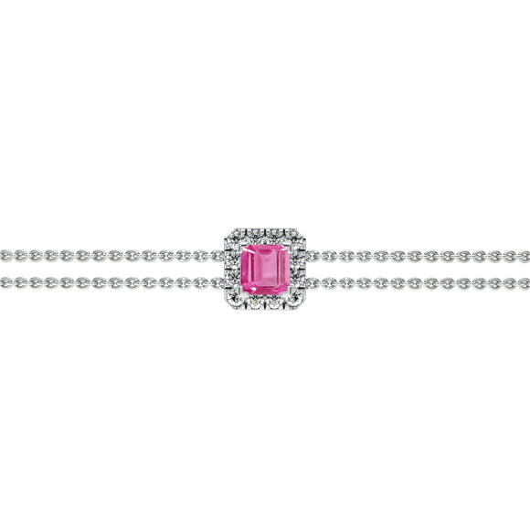 Bracelet saphir rose entourage diamant Coup de Foudre - 3