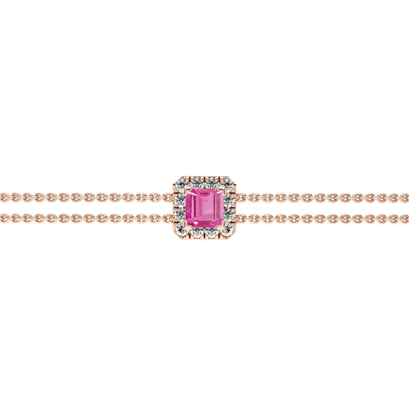 Bracelet saphir rose entourage diamant Coup de Foudre - 3