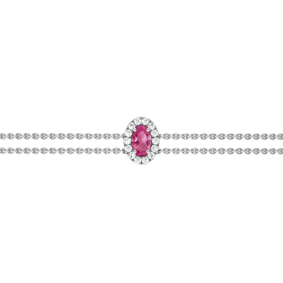 Bracelet saphir rose entourage diamant Coup de Foudre - 4