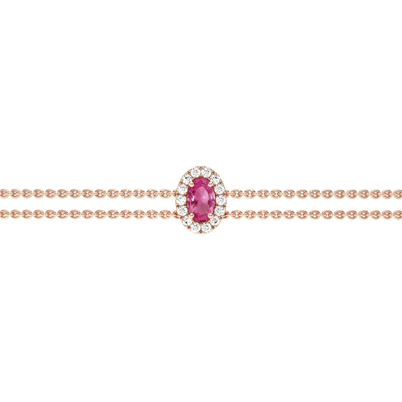 Bracelet saphir rose entourage diamant Coup de Foudre - 4