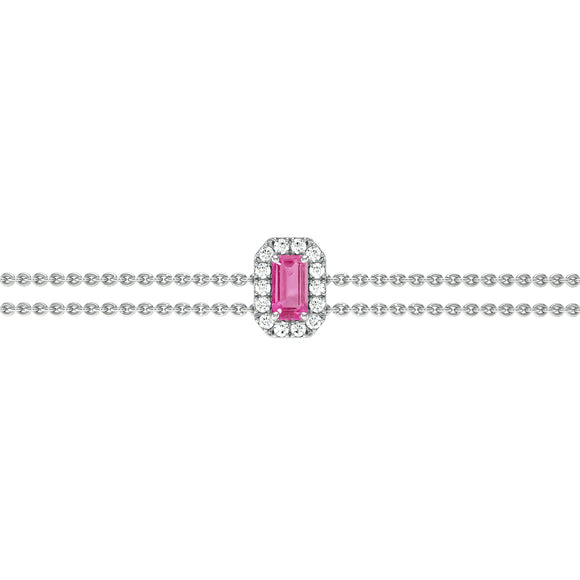 Bracelet saphir rose entourage diamant Coup de Foudre - 6