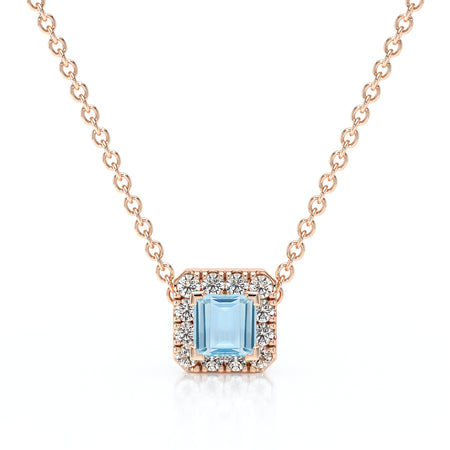 Collier aigue-marine entourage diamant Coup de Foudre - 7