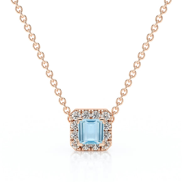 Collier aigue-marine entourage diamant Coup de Foudre - 7