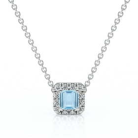 Collier aigue-marine entourage diamant Coup de Foudre - 7