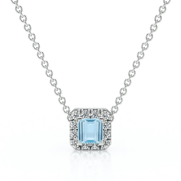 Collier aigue-marine entourage diamant Coup de Foudre - 7