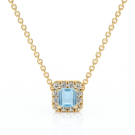 Collier aigue-marine entourage diamant Coup de Foudre - 7
