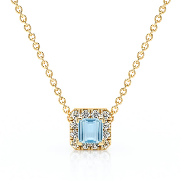 Collier aigue-marine entourage diamant Coup de Foudre - 7