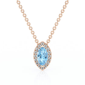 Collier aigue-marine entourage diamant Coup de Foudre - 8