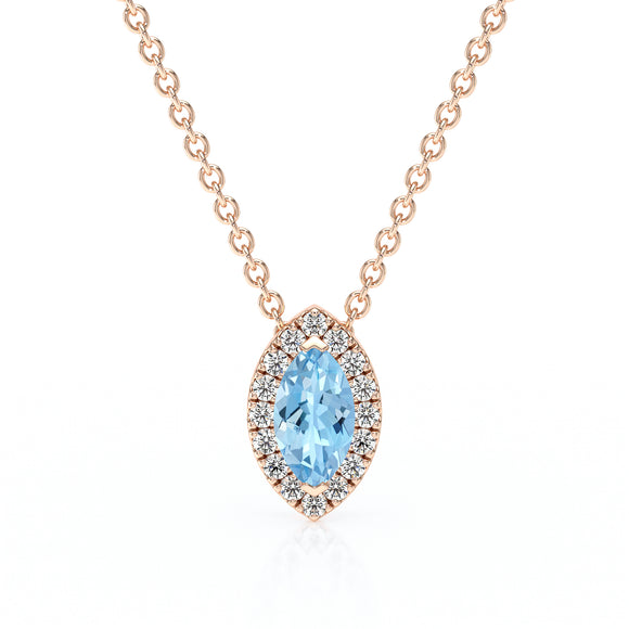 Collier aigue-marine entourage diamant Coup de Foudre - 8