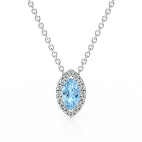 Collier aigue-marine entourage diamant Coup de Foudre - 8