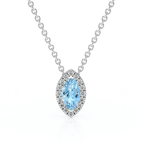 Collier aigue-marine entourage diamant Coup de Foudre - 8