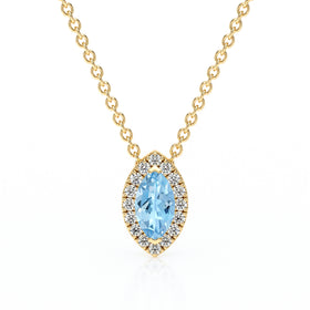 Collier aigue-marine entourage diamant Coup de Foudre - 8