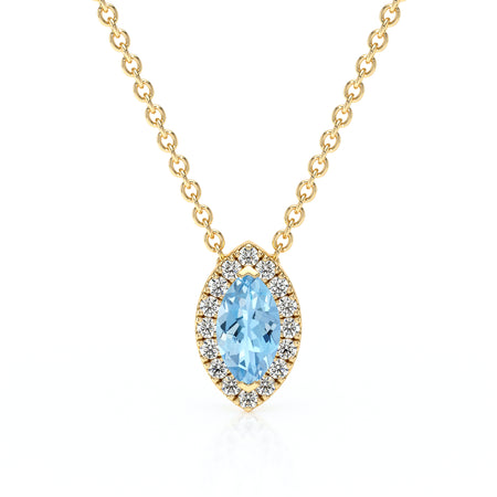 Collier aigue-marine entourage diamant Coup de Foudre - 8