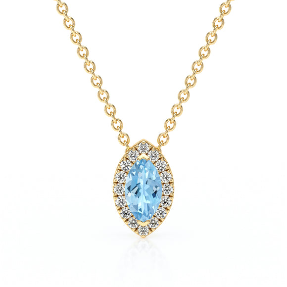 Collier aigue-marine entourage diamant Coup de Foudre - 8