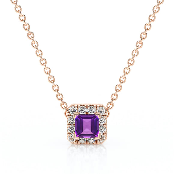 Collier améthyste entourage diamant Coup de Foudre - 7