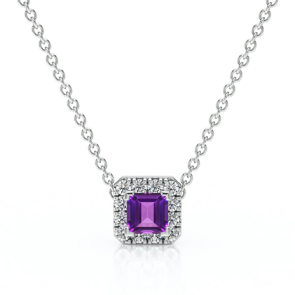 Collier améthyste entourage diamant Coup de Foudre - 7