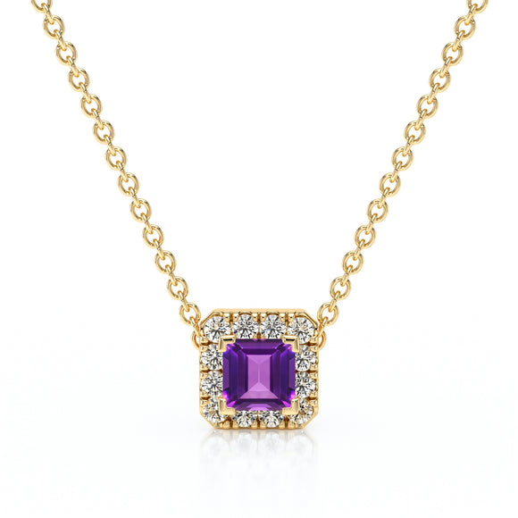 Collier améthyste entourage diamant Coup de Foudre - 7