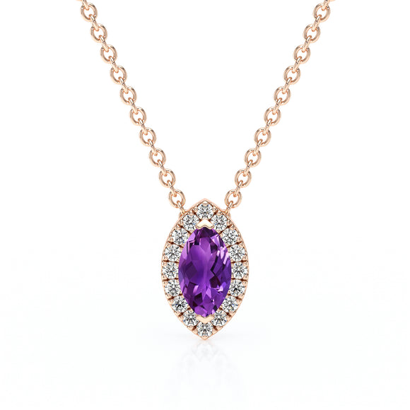 Collier améthyste entourage diamant Coup de Foudre - 8