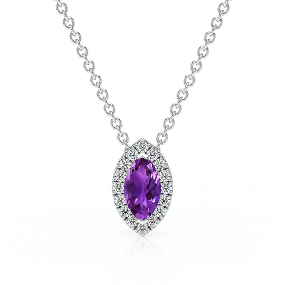 Collier améthyste entourage diamant Coup de Foudre - 8
