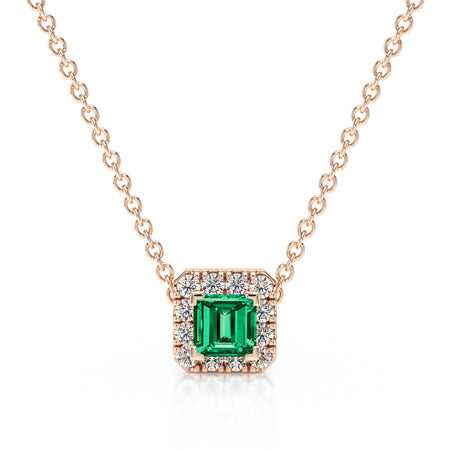 Collier émeraude entourage diamant Coup de Foudre - 7
