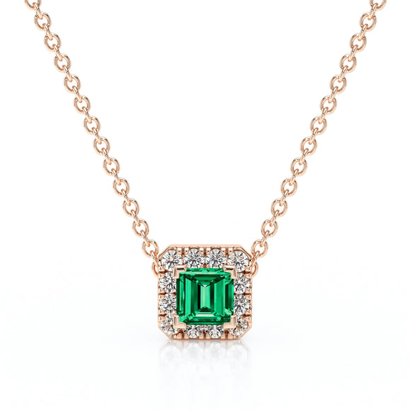 Collier émeraude entourage diamant Coup de Foudre - 7