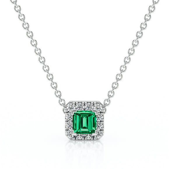 Collier émeraude entourage diamant Coup de Foudre - 7