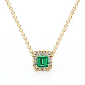 Collier émeraude entourage diamant Coup de Foudre - 7