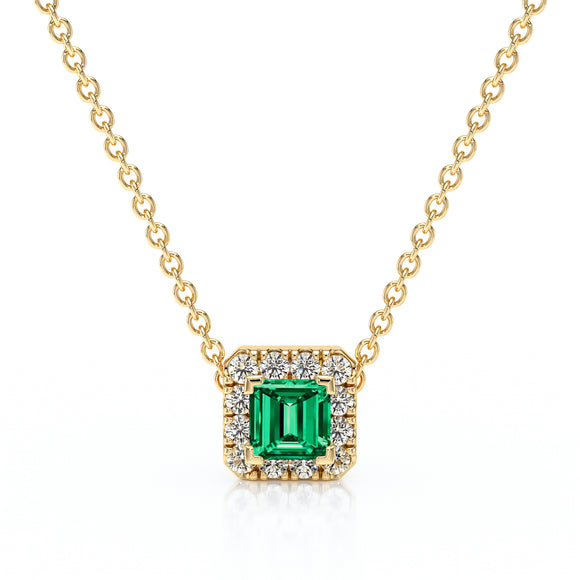 Collier émeraude entourage diamant Coup de Foudre - 7
