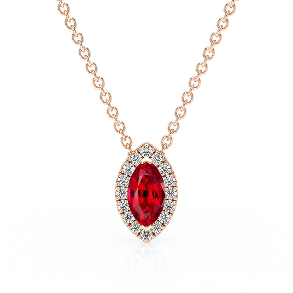 Collier rubis entourage diamant Coup de Foudre - 8