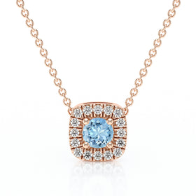 Collier aigue-marine entourage diamant Coup de Foudre - 1