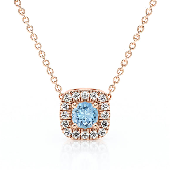 Collier aigue-marine entourage diamant Coup de Foudre - 1