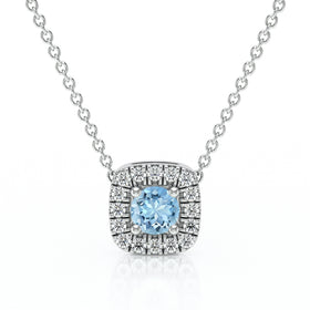 Collier aigue-marine entourage diamant Coup de Foudre - 1